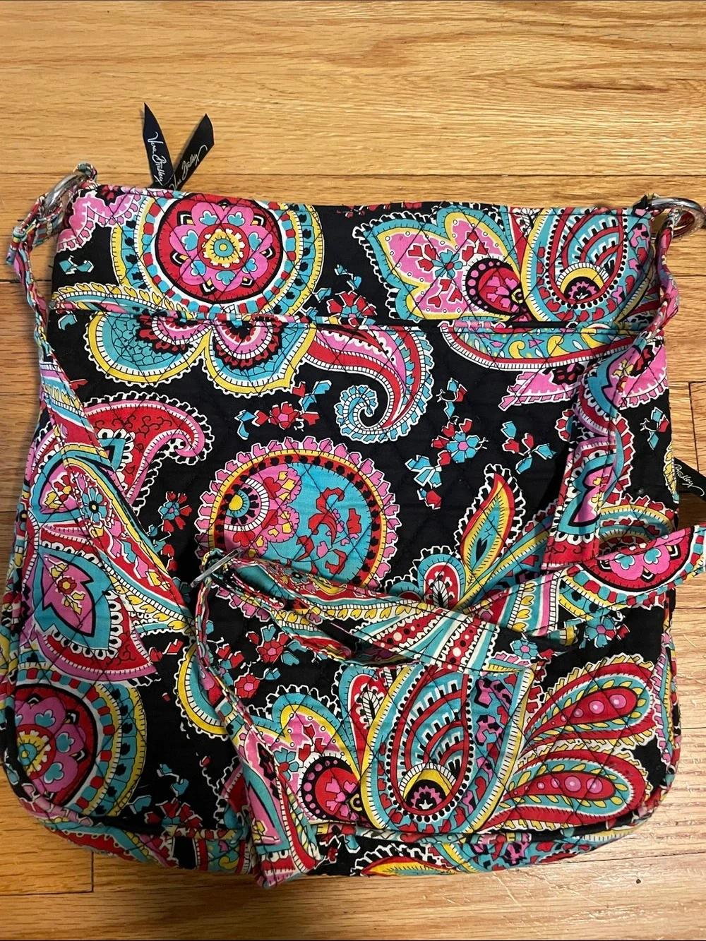 Vera Bradley Black Paisley Floral Crossbody with Bright Accents